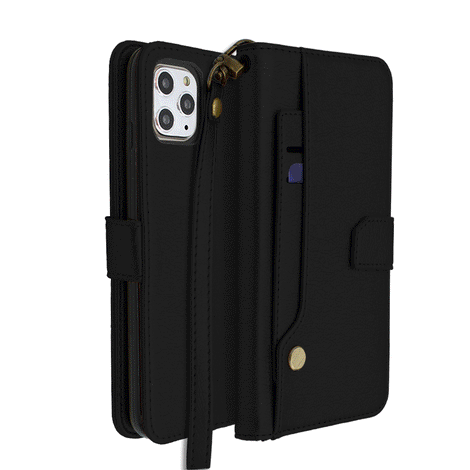 Black Portafoglio Pelle Case for iPhone 11 Pro