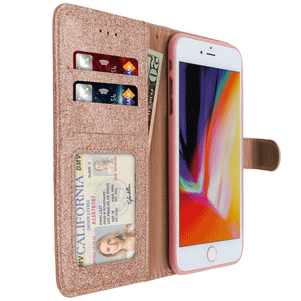 Rose Portafoglio Glitter Case for iPhone 7/8