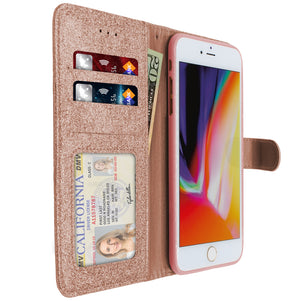 Rose Portafoglio Glitter Case for iPhone 7/8 Plus