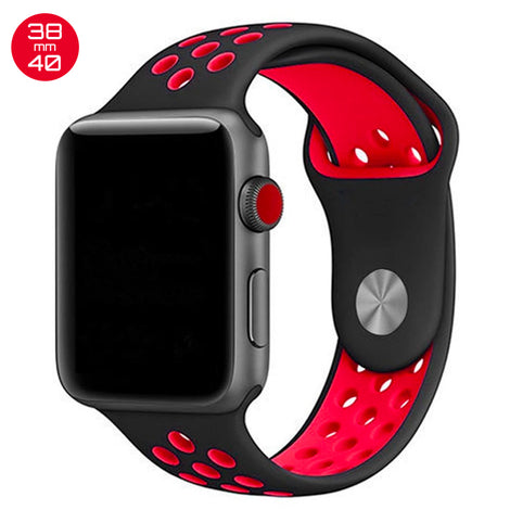 Black/Red iWatch Sport Silicone Band 38/40mm