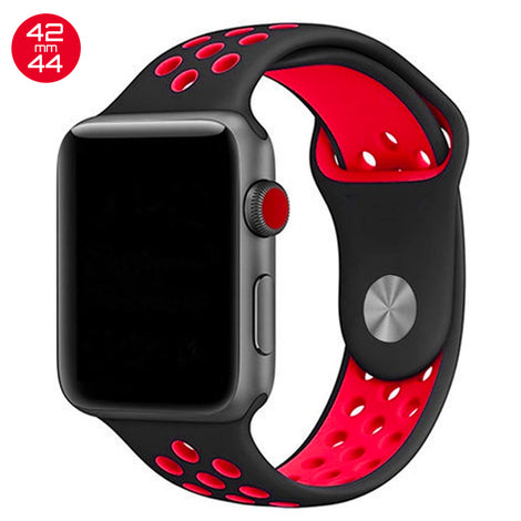 Black/Red iWatch Sport Silicone Band 42/44mm