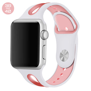 White/Pink Dual Color Silicone iWatch Band 38/40mm