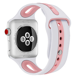 White/Pink Dual Color Silicone iWatch Band 38/40mm