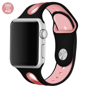 Black/Pink Dual Color Silicone iWatch Band 38/40mm