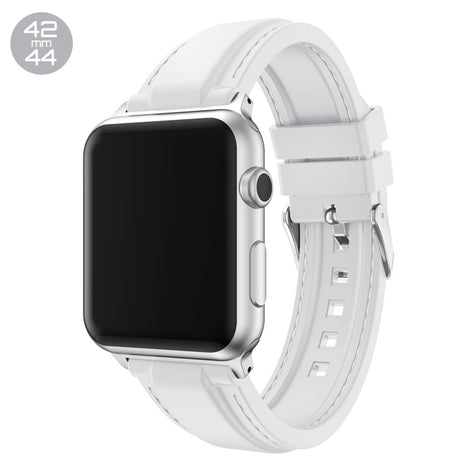 White Line Sewed Silicone iWatch Band 42/44mm