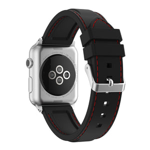 Black Line Sewed Silicone iWatch Band 38/40mm