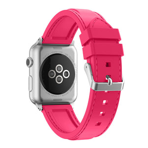 Pink Line Sewed Silicone iWatch Band 38/40mm