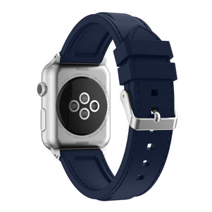 Dark Blue Line Sewed Silicone iWatch Band 38/40mm